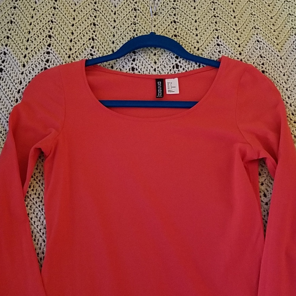Coral Long-Sleeved Dress